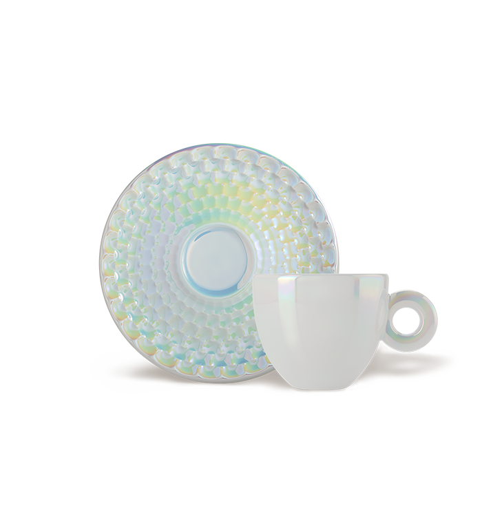 John Armleder: 4 cappuccino kop en schotel - 2025