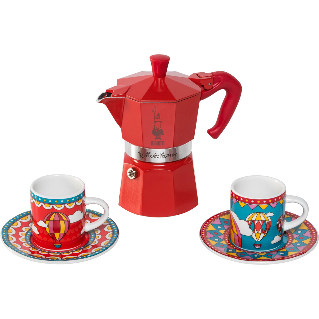 Bialetti Moka Express 3 tassen rood + tassen winter wonderland